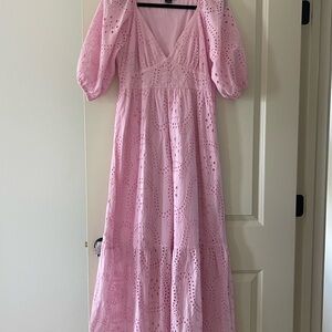 Sanctuary Pink Eyelet Maxi Dress